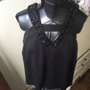 Lane Bryant beaded neckline heavy knit sleeveless 18/20 blouse